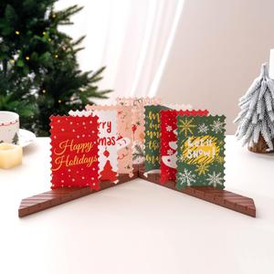Christmas Card Display Holder, Wooden Holiday Greeting Card Organizer for Table, Shelf, Desk and Mantel (Brown)