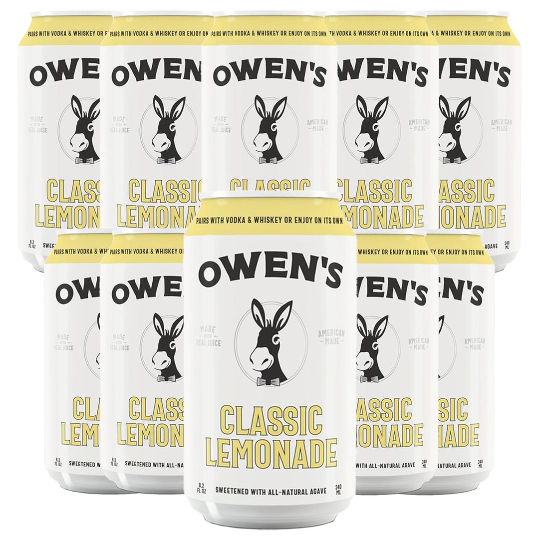 Owens Craft Mixers | Classic Lemonade 10 Pack | Handcrafted in the USA with Premium Ingredients | Vegan & Gluten-Free Soda Mocktail and Cocktail Mixer