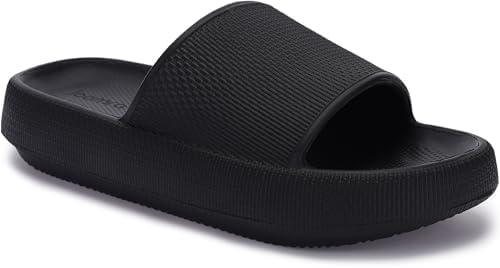 Joomra Pillow Slippers for Women and Men Non Slip Quick Drying Shower Slides Bathroom Sandals | Ultra Cushion | Thick Sole, Size 46-47