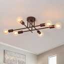 Industrial 6-Light Semi Flush Mount Ceiling Light Fixture, Oil Rubbed Bronze Modern Ceiling Lights, Rustic Sputnik Ceilings Lamp for Living Room Hallway Foyer Entryway (Oil Rubbed Brown)