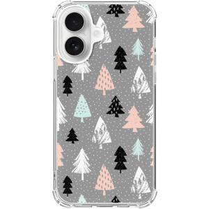 Pink White Black Christmas Trees Phone Case Compatible with iPhone 17, Winter Christmas Cartoon Phone Cover for iPhone 17