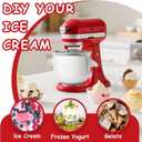 Ice Cream Maker Attachment for KitchenAid, Fits KitchenAid 4.5/5QT & 6QT Mixers, Frozen Ice Cream & Sorbet Gelato Maker, 2 Quart, White