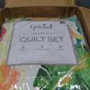 Greenland Home Tropics Palm Leaves Coastal Cotton Blend Quilt Set, 3-Piece Full/Queen, Coral