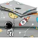 Joiedomi Kids Twin Sheet Set Astronaut - 3 Piece Soft Microfiber Bed Sheets - Deep Pocket Wrinkle Free, Cozy Toddler Bedding Set, Fade Resistant Breathable for Boys Girls Teens