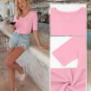 3 Pack Women's V Neck T Shirts Half Sleeve Summer Casual Tops Loose Straight Hem Basic Tees Trendy Outfits (XL)
