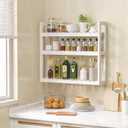 Domax Bathroom Shelves Over Toilet Storage - 3 Tier Wall Mounted Bamboo Bathroom Shelf Organizer Multifunctional Adjustable Layer Free Standing Utility Shelves for Bathroom Living Room Kitchen, White, 23.6''L x 5.9''W x 21.3''H