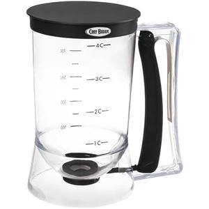 Pancake Batter Dispenser - 4-Cup Batter Dispenser with Squeeze Handle for Pancakes, Waffles, Muffins, and Crepes - Baking Tools by Chef Buddy (Black)