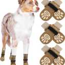 EXPAWLORER 6PCS Anti-Slip Dog Socks to Prevent Licking Paws,Dog Shoes for Hot Pavement,Best Paw Protector Traction Control on Hardwood Floor,Dog Booties for Puppy Small Dogs (Khaki)