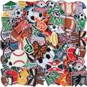 72 Pcs Sports Iron on Patches Embroidered Football Baseball Soccer Basketball Patches Iron on Hat Patches Mixed Sport Appliques Sew on for Hat Backpack Pants Jeans Clothes DIY Crafts