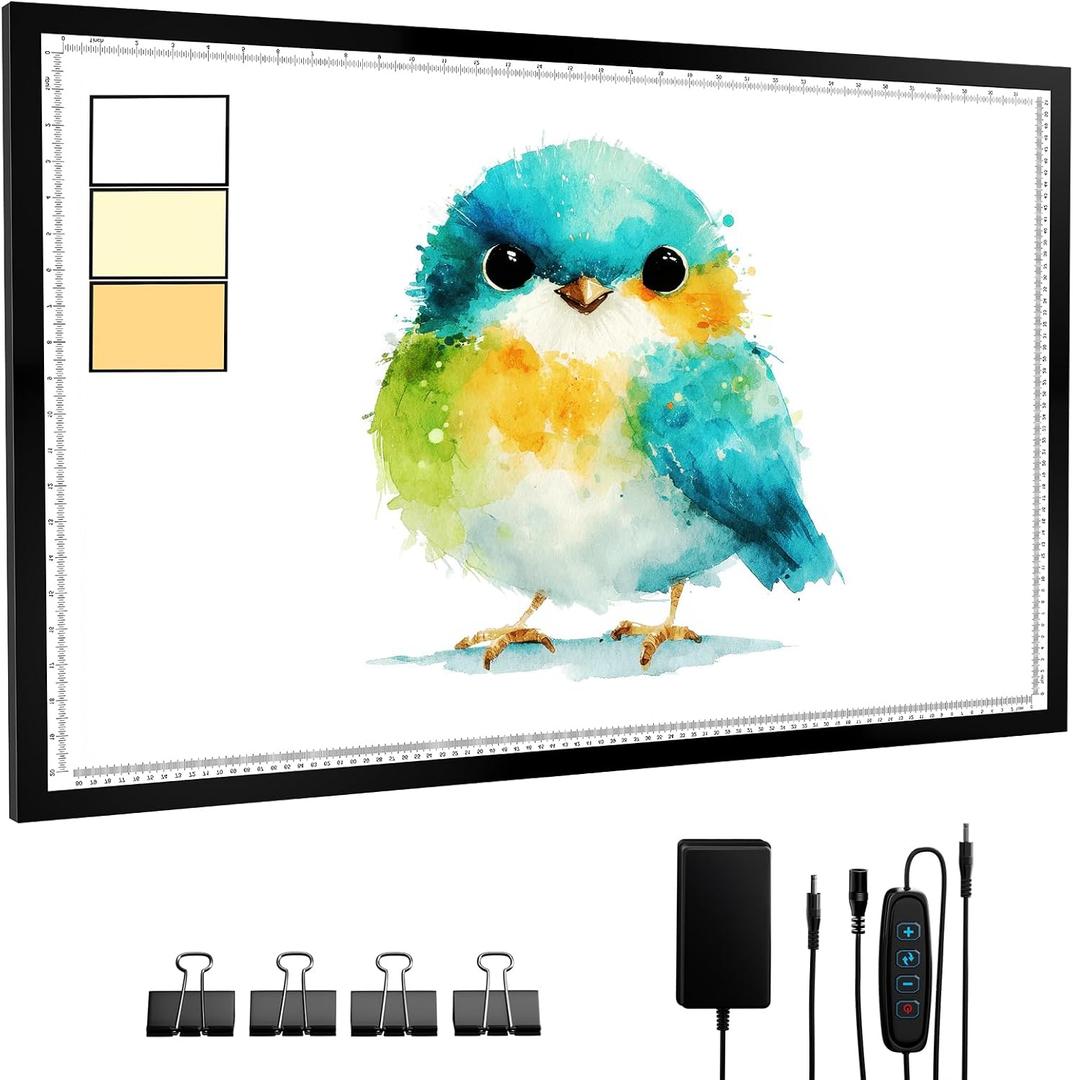 A1 Light Pad for Diamond Painting,10000+ LUX Super Bright,3 Colors &10 Level/Stepless Dimming Light Board Extra Large with UL Adapter for Diamond Painting,Drawing,Tracing,Sketching 34.5"X 23"