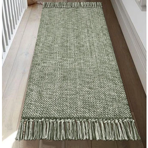 2 Pack Collive Hallway Runner Rug, 2' x 6' Hand-Woven Reversible Washable Entryway Rug, Olive Green/Cream Cotton Modern Farmhouse Laundry Room Rug Long Carpet for Bathroom Sink Foyer Bedroom