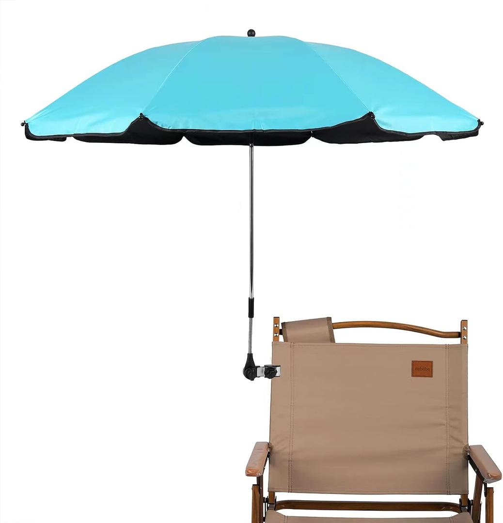 Beach Chair Umbrella with Universal Clamp,360 Adjustable Sunshade Umbrella,Clip on Parasols for Patio,Wheelchairs,Golf Carts