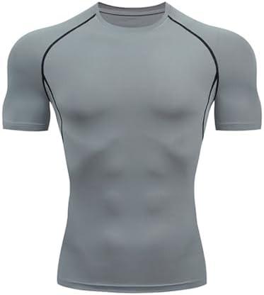 HYCOPROT Men's Compression Shirts Short Sleeve Athletic Workout T-Shirt Cool Dry Sports Baselayer Running Undershirts Tops, S