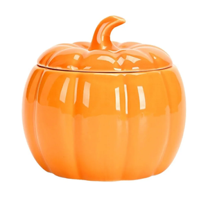 Glass Pumpkin Candy Jar with Lid Pumpkin Shaped Storage Bowl Decorative Candy Holder for Halloween Serving Home Suppl orange