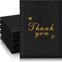 Thank You Bubble Mailers 6x10'' 25 Pack, Self Sealing Padded Envelopes, Strong Adhesion Bubble Envelopes, Waterproof Mailing Envelopes, Cushioning Shipping Envelopes - Black