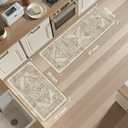 KIMODE Anti Fatigue Kitchen Mats 2 PCS 17"x47"+17"x29.5", Boho Kitchen Rugs and Mats, Non Slip Cushioned Kitchen Mats for Floor, Waterproof Kitchen Floor Mats for Laundry, Office, Sink, Khaki