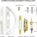 ALLYWASAI Patio Sliding Door Handle Set with Mortise Lock, Key Cylinder and Face Plate, Full Replacement Handle Lock Set Fits Door Thickness from 1-1/2" to 1-3/4", 3-15/16" Screw Hole Spacing, White