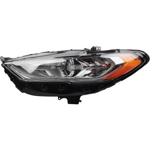 Dasbecan Halogen W/LED DRL Headlight W/bulbs Compatible With Ford Fusion 2017-2020 Left Driver Side Headlights Assembly Chrome Housing Replace# HS7Z13008H FO2502350
