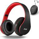 ZIHNIC Bluetooth Headphones Over-Ear, Foldable Wireless and Wired Stereo Headset Micro SD/TF, FM for Cell Phone,PC,Soft Earmuffs &Light Weight for Prolonged Wearing (Black/red)