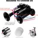 12V Car Air Horn, 120 DB Super Loud Dual Trumpets Electric Train Horn Kit with Compressor, Universal Dual Trumpet Air Horns for Cars Trucks Motorcycles Boats Speaker (Black)