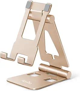 Cell Phone Stand for Desk, Adjustable Desktop Phone Holder Stand, Foldable Moblie Phone Dock for iPhone 15 14 13 12 11 Pro Xs Max Xr X 8 7 6 5 5s SE Nintendo Switch All Phones, Black