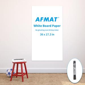 AFMAT Whiteboard Sticker, 17.3" x 36" Dry Erase Wallpaper, Peel and Stick White Board for Wall, Stain-Proof Whiteboard Contact Paper Roll, Dry Erase Board Stick on for Office/Classroom, 1 Marker WS40