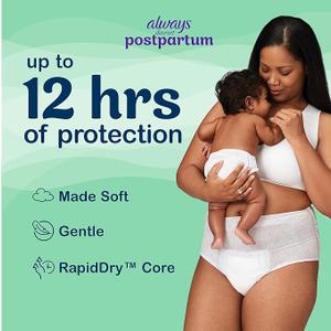 Always Discreet Postpartum and Adult Incontinence Underwear for Women, Large, Maximum Protection, 14 Count