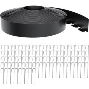 Landscape Edging 4 Inch Tall 100FT with 110Pcs Metal Spikes, Plastic Garden Edging Border Landscape Edging Border Lawn Edging for Landscaping, Flower Bed, Yard