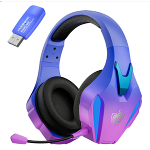 PHOINIKAS Wireless Gaming Headset for PS4 PS5 PC Switch, Wireless 2.4GHz Gaming Headphones with Detachable Noise Canceling Mic, 7.1 Stereo Sound, Only 3.5mm Wired Mode for Xbox Seires - Violet