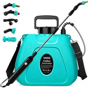 2 Gallon Electric Garden Sprayer, Battery Powered Weed Sprayer with USB Rechargeable Handle, 5 Spray Nozzles, Telescopic Wand & Adjustable Shoulder Strap for Lawn & Yard