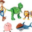 Mattel Disney Pixar Toy Story Set of 7 Action Figures with Woody, Slinky, Rex, Hamm, Alien, Rocky & Shark, Mattel Disney100 Collectible