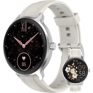 Smart Watches for Women Men 1.27" HD Fitness Tracker with Heart Rate/Sleep/Step/SpO2 Monitor, IP68 Waterproof Watch for Android iOS (White)