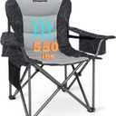 KingCamp Oversized Camping Chair with Adjustable Lumbar Support, 550lbs Heavy Duty Padded Folding Lawn Chair for Adults, Outdoor Armchair with Cooler Bag, Cup Holder & Side Pocket for Fishing, Travel