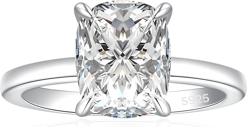 925 Sterling Silver Engagement Rings for Women Cushion Cut Cubic Zirconia Wedding Promise Rings for Her Size 6 925 Sterling Silver Engagement Rings for Women Cushion Cut Cubic Zirconia Wedding Promise Rings for Her Size 6
