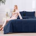 CozyLux Full Size Comforter Sets Navy Blue - 7 Pieces Bed in a Bag Full, Oeko-Tex Certified Bed Set, All Season Soft Bedding Set with Down Alternative Comforter, Sheets, Pillowcases & Pillow Shams