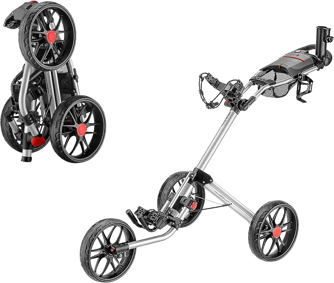 CaddyTek Caddylite 15.3 V2 Golf Push Cart, Deluxe Quad-Fold, Lightweight, 3 Colors (Silver)