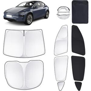 8pcs Car Window Shades for Tesla Model Y 2020-2024 Accessories,Windshield Side Rear Full Sunshade,Sun Visor UV Blocking, Privacy Protection and Blackout for Camping Outdoor (28"L x 18"W)