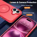 Hython Case for iPhone 16 Plus Case Magnetic Translucent Matte Phone Cases 6.7" [Compatible with MagSafe] Thin Slim Fit Shockproof Bumper Hard Protective Cover for Women Men Girls, Frosted Red