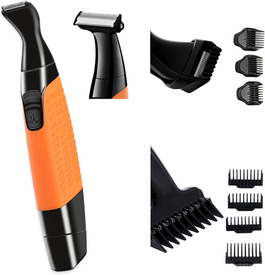 Men Pubic Hair Trimmer,Male Intimate Part Clipper,Wet Dry Groin Razor,Electric Body Hair Removal,Face Beard and Mustache Style Shaver,Portable Bald Detail Head Shaver,Man Grooming Kit