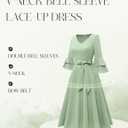 DRESSTELLS Women's Cocktail Dress Summer Wedding Guest Party Vintage 3/4 Bell Sleeve V Neck A-Line Dress (Green, XXXL)
