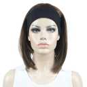 Aimole Short Straight Bob 3/4 Wig with Headband Half Synthetic Wigs Women Hair(10 Medium Golden Brown)