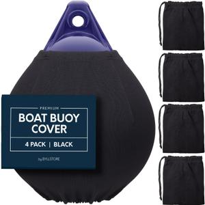 Boat Buoy Covers | 1, 2 & 4-Pack | Black | Diameter x Length: 15 x 19 & 17.5 x 21 | Polyester (4-Pack & 15 x 19)