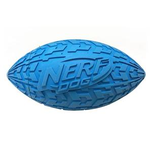 Nerf Dog Tire Squeak Football Outdoor Dog Toy, 6 Inch Dog Football Squeaking Toy for Medium and Large Breeds, Blue