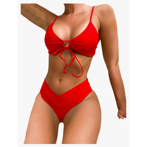 Meetall Women's High Cut String Triangle Bikini Set Swimsuits Sexy Bathing Suits 2 Piece S