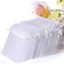 4x6 Inch 50PCS Multi-Color Organza Bags - 5 Colors (White/Black/Pink/Green/Mix) for Candy, Wedding Favors,Birthday Party Favors, Small Business Retail Packaging