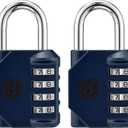 4 Digit Combination Locks 2 Pack - Weatherproof Padlock with Code - Combination Lock for Locker, Gym, Outdoor Gate, Storage Shed, Fence Gate & Bike Lock - Keyless, Easy to Set, Reset - New Blue
