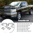 AUCERAMIC Chrome Mirror Cover Caps + Door Handle Covers Fit for 2007-2014 Chevy Silverado Tahoe GMC Sierra Yukon