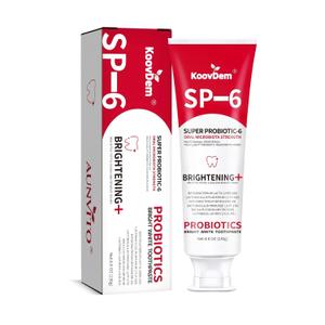 2 x 2025 New Sp-6 Probiotics Whitening Toothpaste-Fluoride-Free, Enhanced Formula with 6 Probiotics for Gum Care & Fresh Breath, Fresh Mint Flavor(1PC)Red
