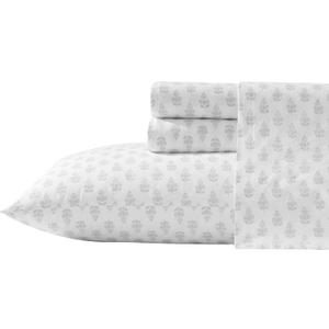 Laura Ashley - Full Sheets, Lightweight & Breathable Cotton Percale Bedding Set with Matching Sham(s), Oeko-Tex Certified (Francesca Grey, Full)