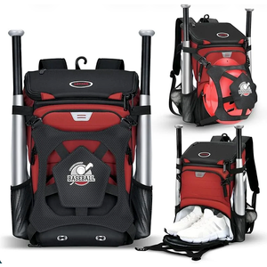 Baseball Bag for Adult and Youth, Large Capacity Bat Bag Lightweight Softball Bag with 2 Air Hole Shoe Compartment and Fence Hook, Waterproof Baseball Backpack for Bat, Helmet, Gloves